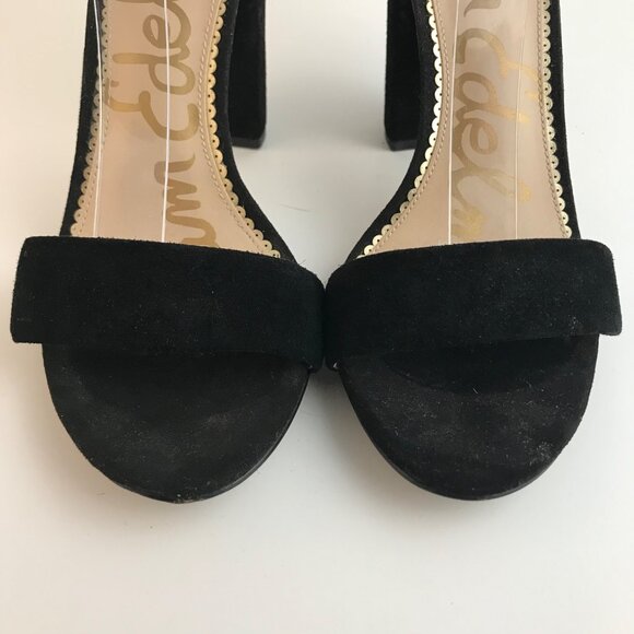Sam Edelman Black Suede Open Toe Block Heel Sandals Size 9M - Picture 7 of 12